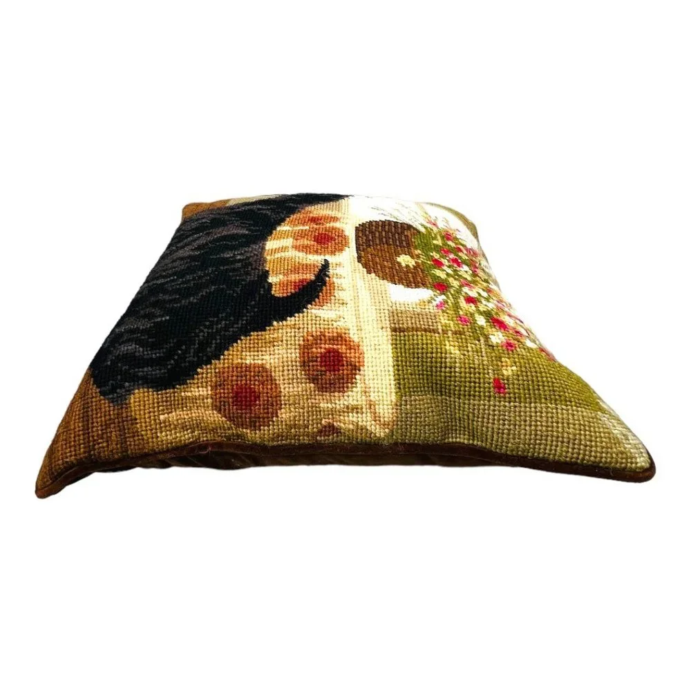 Vintage Needlepoint Scottish Terrier Dog Roses 17"x12"  rectangular Pillow - Picture 7 of 10